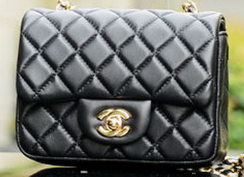 Chanel Classic MINI Flap Bag Black Sheepskin A37585 Gold