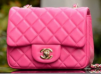 Chanel Classic MINI Flap Bag Rose Sheepskin A37585 Gold