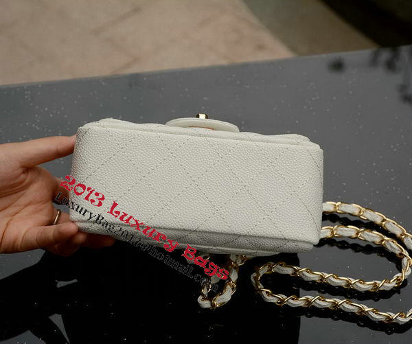 Chanel Classic MINI Flap Bag White Cannage Pattern A1115 Gold