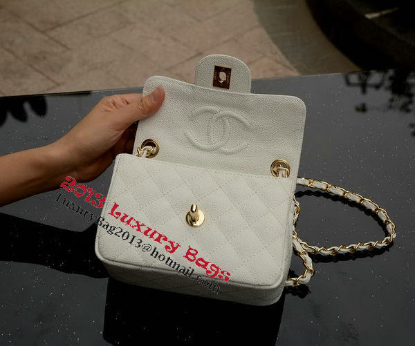 Chanel Classic MINI Flap Bag White Cannage Pattern A1115 Gold