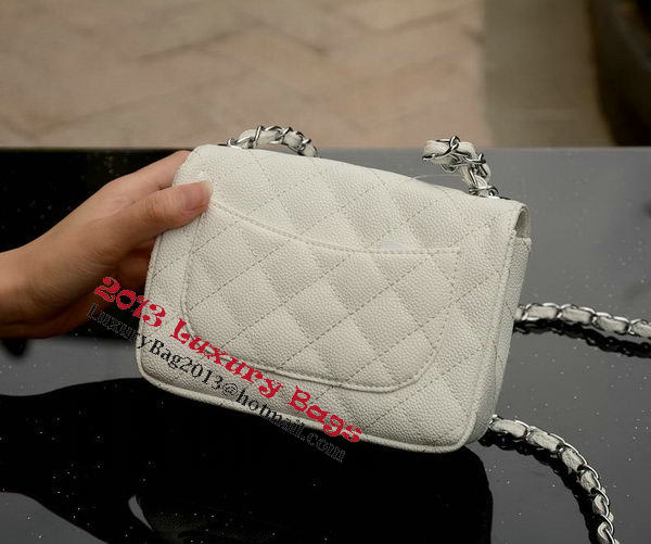 Chanel Classic MINI Flap Bag White Cannage Pattern A1115 Silver