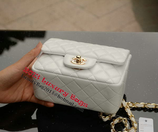 Chanel Classic MINI Flap Bag White Sheepskin A37585 Gold