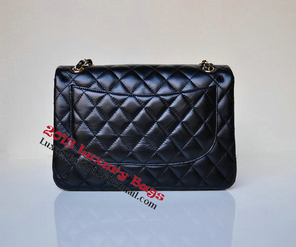 Chanel Jumbo Quilted Classic Black Sheepskin Flap Bag A58600 Gold