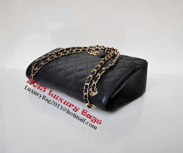 Chanel Jumbo Quilted Classic Flap Bag Black Cannage Patterns A58600 Gold
