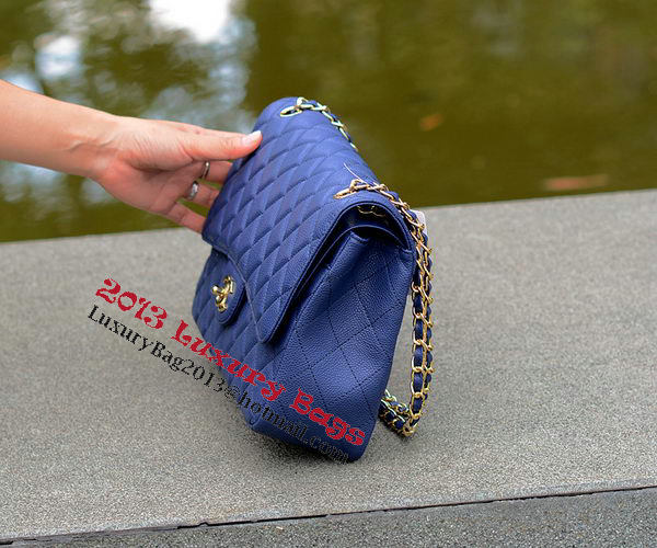 Chanel Jumbo Quilted Classic Flap Bag Blue Cannage Patterns A58600 Gold