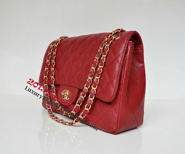 Chanel Jumbo Quilted Classic Flap Bag Burgundy Cannage Patterns A58600 Gold