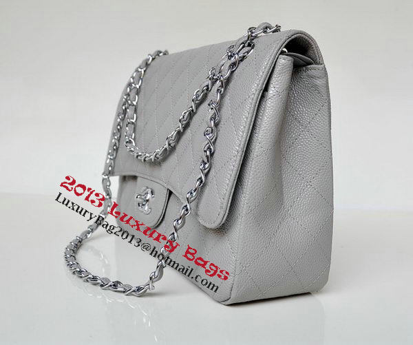 Chanel Jumbo Quilted Classic Flap Bag Grey Cannage Patterns A58600 Silver