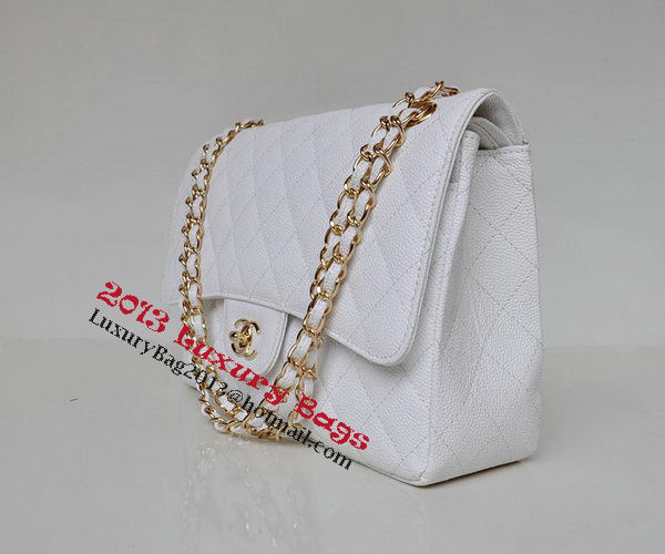 Chanel Jumbo Quilted Classic Flap Bag White Cannage Patterns A58600 Gold