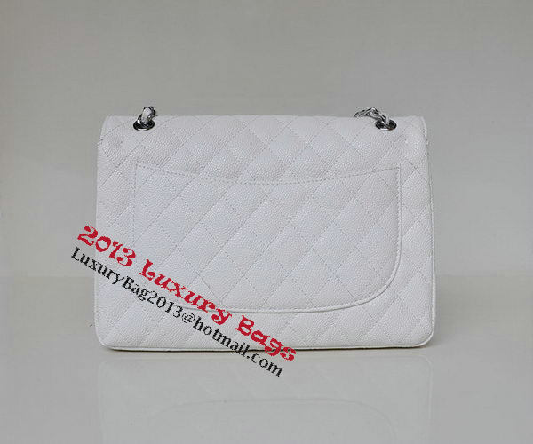 Chanel Jumbo Quilted Classic Flap Bag White Cannage Patterns A58600 Silver