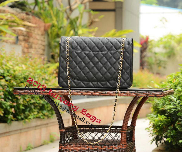 Chanel Maxi Quilted Classic Flap Bag Black Cannage Patterns A58601 Gold