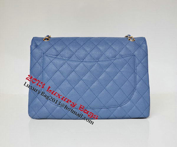 Chanel Maxi Quilted Classic Flap Bag Blue Cannage Patterns A58601 Gold