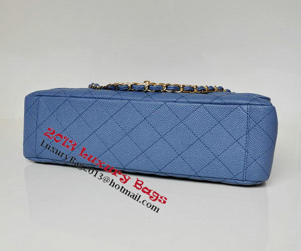Chanel Maxi Quilted Classic Flap Bag Blue Cannage Patterns A58601 Gold