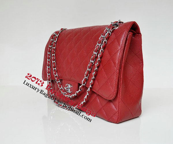 Chanel Maxi Quilted Classic Flap Bag Burgundy Cannage Patterns A58601 Silver