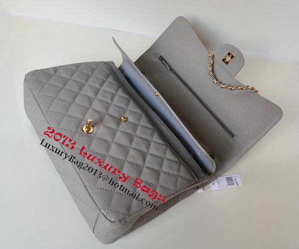 Chanel Maxi Quilted Classic Flap Bag Grey Cannage Patterns A58601 Gold