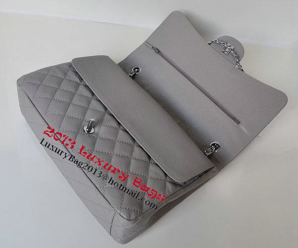 Chanel Maxi Quilted Classic Flap Bag Grey Cannage Patterns A58601 Silver