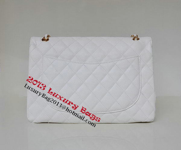 Chanel Maxi Quilted Classic Flap Bag White Cannage Patterns A58601 Gold