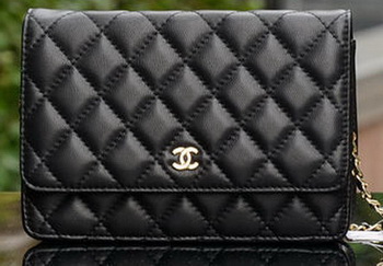 Chanel mini Flap Bag Black Sheepskin Leather A33814 Gold