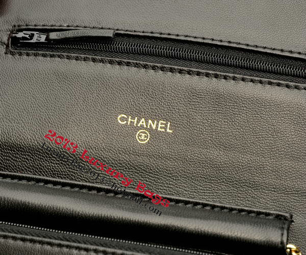 Chanel mini Flap Bag Black Sheepskin Leather A33814 Gold