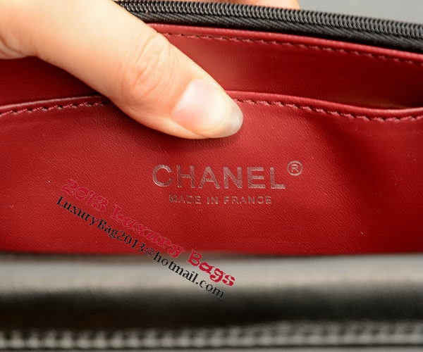 Chanel mini Flap Bag Black Sheepskin Leather A33814 Silver