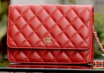 Chanel mini Flap Bag Red Sheepskin Leather A33814 Gold
