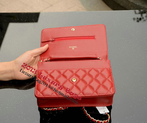 Chanel mini Flap Bag Red Sheepskin Leather A33814 Gold