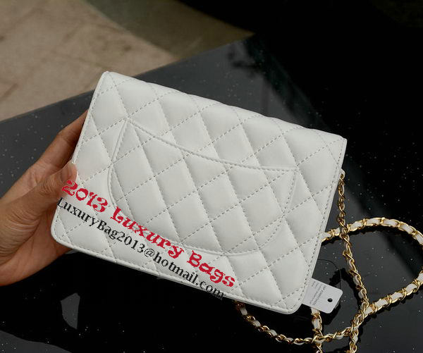 Chanel mini Flap Bag White Sheepskin Leather A33814 Gold