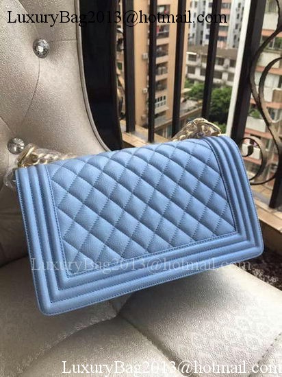 Boy Chanel Flap Shoulder Bag Blue Cannage Pattern A67086 Gold