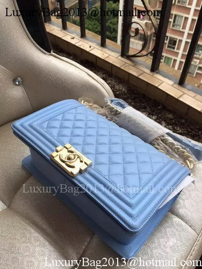 Boy Chanel Flap Shoulder Bag Blue Cannage Pattern A67086 Gold