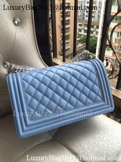 Boy Chanel Flap Shoulder Bag Blue Cannage Pattern A67086 Silver