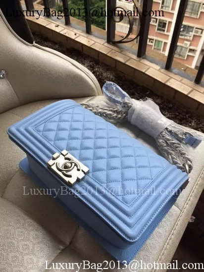 Boy Chanel Flap Shoulder Bag Blue Cannage Pattern A67086 Silver