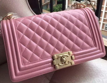 Boy Chanel Flap Shoulder Bag Pink Cannage Pattern A67086 Gold