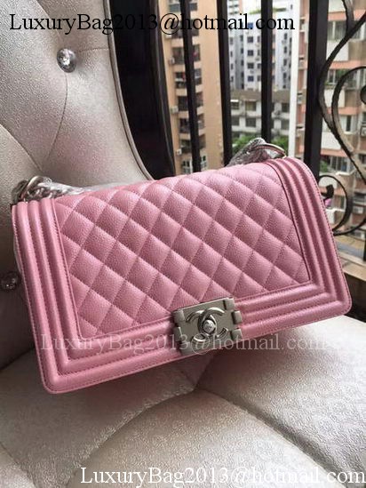 Boy Chanel Flap Shoulder Bag Pink Cannage Pattern A67086 Silver