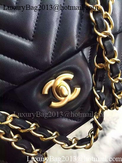 Chanel 2.55 Series Flap Bag Lambskin Chevron Leather A05475 Black