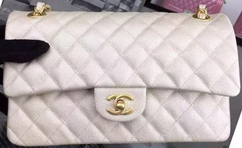 Chanel 2.55 Series Flap Bag OffWhite Cavier Leather A05480 Gold
