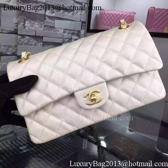 Chanel 2.55 Series Flap Bag OffWhite Cavier Leather A05480 Gold