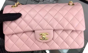 Chanel 2.55 Series Flap Bag Pink Sheepskin Leather A06375 Gold