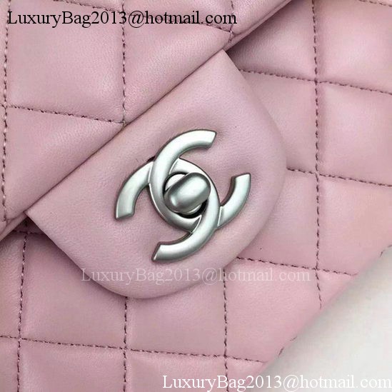 Chanel 2.55 Series Flap Bag Pink Sheepskin Leather A06375 Silver