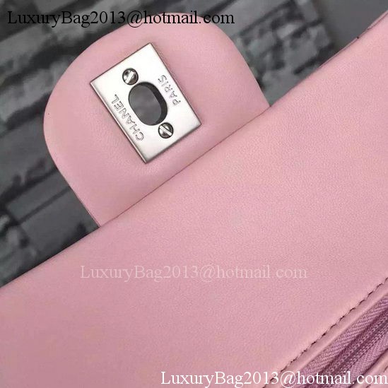 Chanel 2.55 Series Flap Bag Pink Sheepskin Leather A06375 Silver