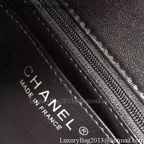 Chanel Classic mini Flap Bag Black Chevron Sheepskin Leather A68748 Black