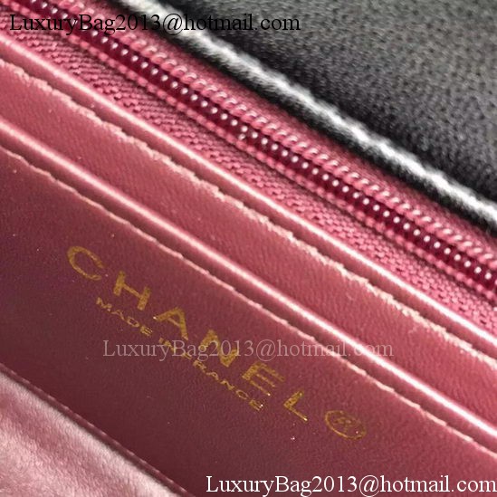 Chanel Classic mini Flap Bag Black Sheepskin Leather A67350 Gold