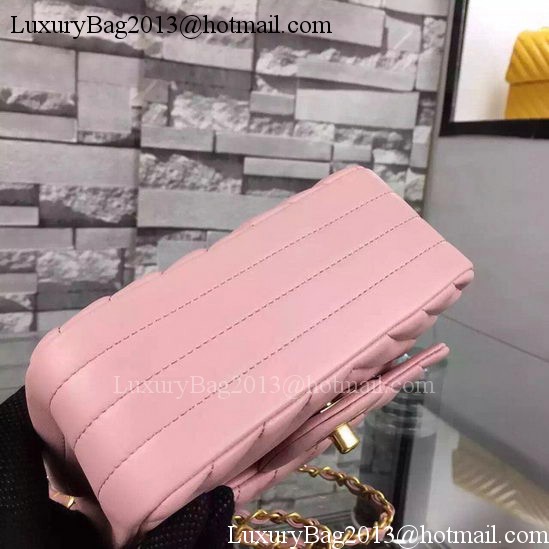 Chanel Classic mini Flap Bag Chevron Sheepskin Leather A68748 Pink