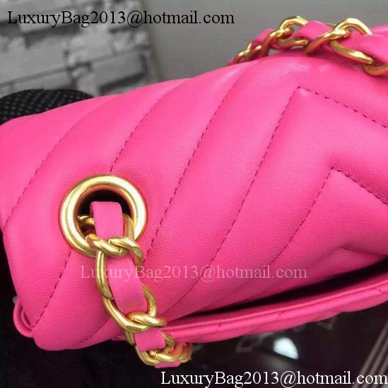 Chanel Classic mini Flap Bag Chevron Sheepskin Leather A68748 Rose