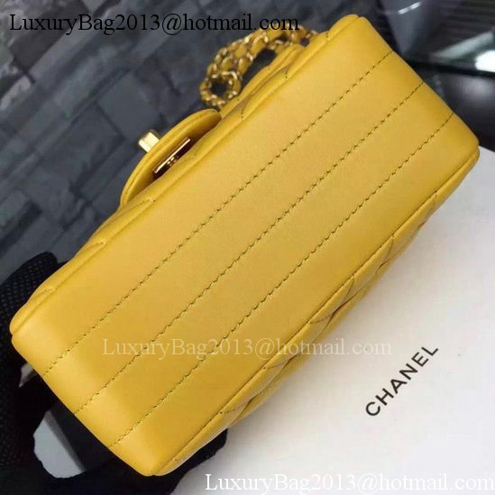 Chanel Classic mini Flap Bag Chevron Sheepskin Leather A68748 Yellow
