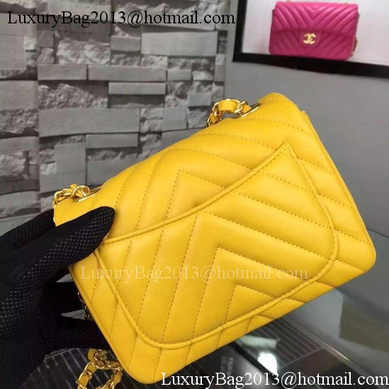 Chanel Classic mini Flap Bag Chevron Sheepskin Leather A68748 Yellow