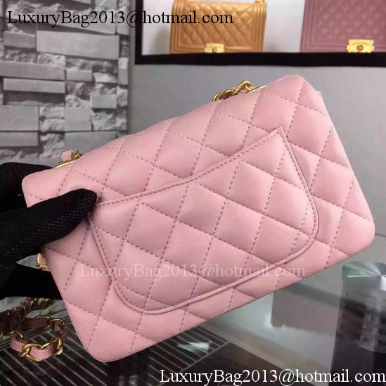 Chanel Classic mini Flap Bag Pink Sheepskin Leather A67350 Gold