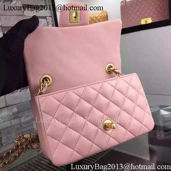 Chanel Classic mini Flap Bag Pink Sheepskin Leather A67350 Gold