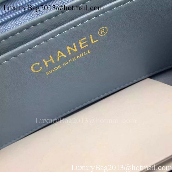 Chanel Classic mini Flap Bag SkyBlue Sheepskin Leather A67350 Gold