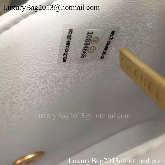 Chanel Classic mini Flap Bag White Sheepskin Leather A67350 Gold