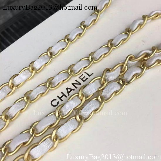 Chanel Classic mini Flap Bag White Sheepskin Leather A67350 Gold