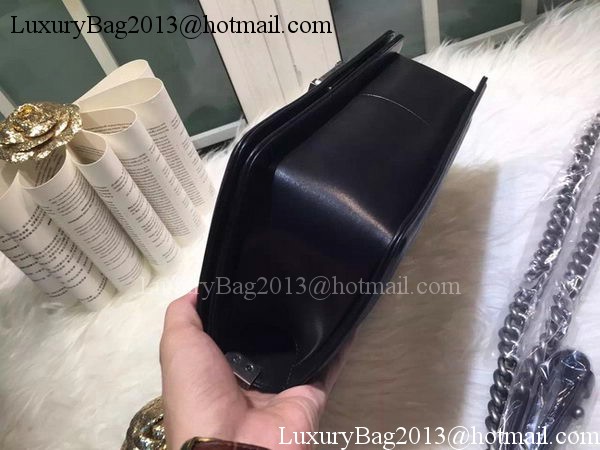 Boy Chanel Flap Shoulder Bag Black Sheepskin Leather A67086 Silver